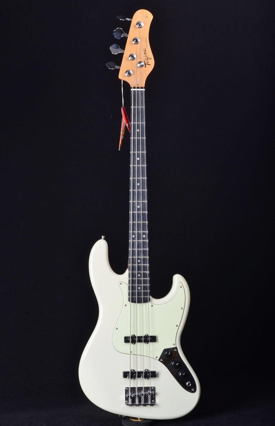 Tagima TW-73E Jazz Bass - Olympic White/Mint Green